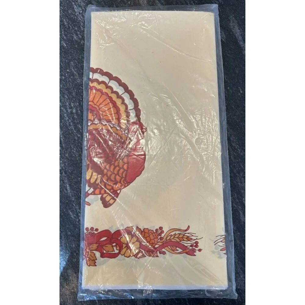 Vintage American Greetings Thanksgiving Plastic Table Cover Turkey